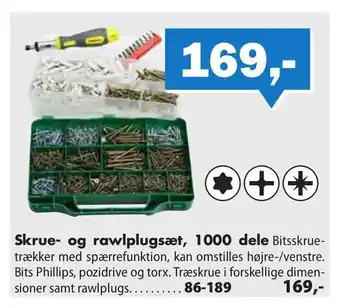 Biltema Skrue- og rawlplugsæt, 1000 dele tilbud