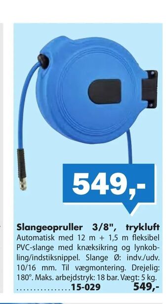 Biltema Slangeopruller 3/8", trykluft tilbud