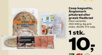 Kvickly Coop baguette, Änglamark pitabrød eller græsk fladbrød tilbud