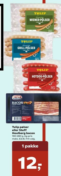 Kvickly Tulip pølser eller Steff Houlberg bacon tilbud