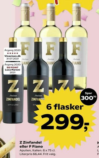 Kvickly Z Zinfandel eller F Fiano tilbud
