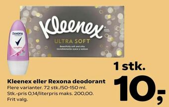 Kvickly Kleenex eller Rexona deodorant tilbud