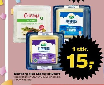 Kvickly Klovborg eller Cheasy skiveost tilbud