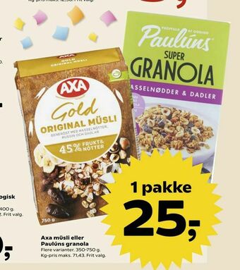 Axa müsli eller Paulúns granola