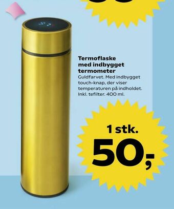 Termoflaske med indbygget termometer