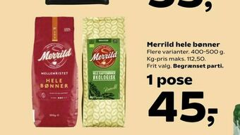 SuperBrugsen Merrild hele bønner tilbud