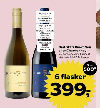 SuperBrugsen Distrikt 7 Pinot Noir eller Chardonnay tilbud