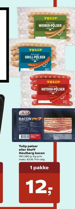 SuperBrugsen Tulip pølser eller Steff Houlberg bacon tilbud
