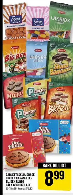 Løvbjerg CARLETTI SKUM, DRAGÉ, BIG BEN KARAMELLER EL. DEN RUNDE PÅLÆGSCHOKOLADE tilbud