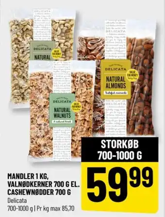 Løvbjerg MANDLER 1 KG, VALNØDKERNER 700 G EL. CASHEWNØDDER 700 G tilbud