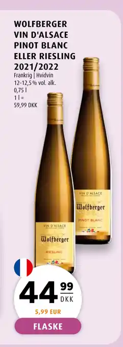 Scandinavian Park WOLFBERGER VIN D'ALSACE PINOT BLANC ELLER RIESLING 2021/2022 tilbud