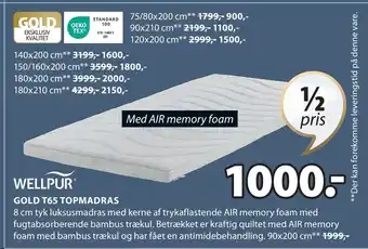 JYSK GOLD T65 TOPMADRAS tilbud