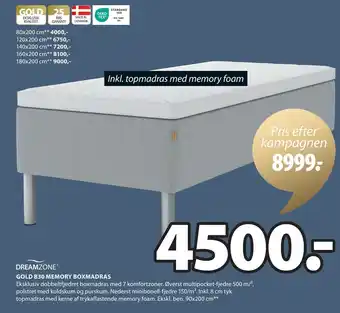 JYSK GOLD B30 MEMORY BOXMADRAS tilbud