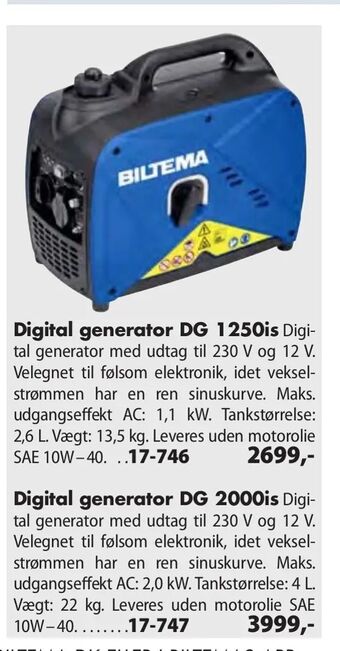 Biltema Digital generator DG 1250is tilbud