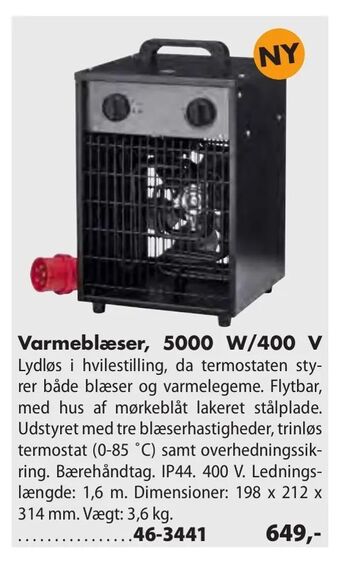 Biltema Varmeblæser, 5000 W/400 V tilbud