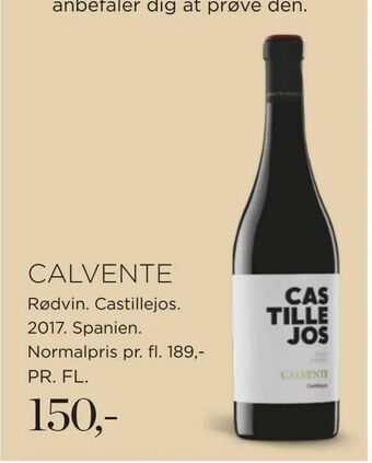 Salling Calvente Rødvin Castillejos 2017 Spanien tilbud