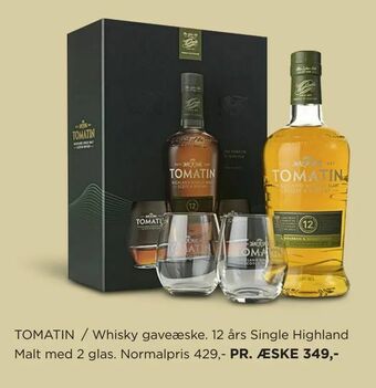 TOMATIN Whisky gaveæske 12 års Single Highland Malt med 2 glas