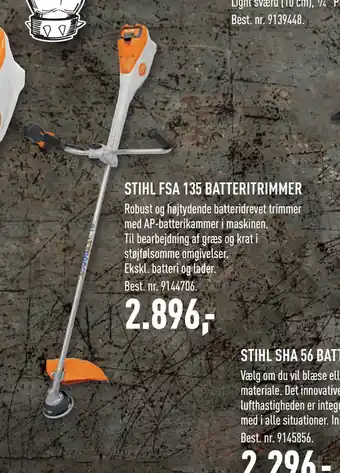 Johannes Fog STIHL FSA 135 BATTERITRIMMER tilbud