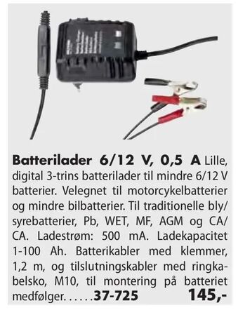 Biltema Batterilader 6/12 V, 0,5 A tilbud
