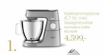 Køkkenmaskine kvl85004 6,7 ltr. skål 1500 w inkl. lasagnevalse