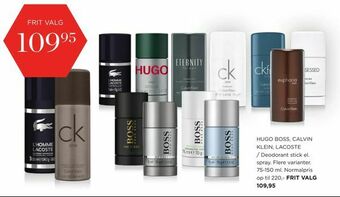 Salling HUGO BOSS, CALVIN KLEIN, LACOSTE Deodorant stick el. spray. tilbud