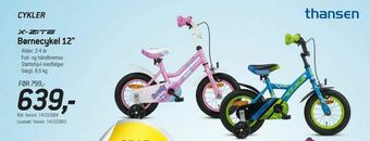 Thansen Børnecykel 12" tilbud
