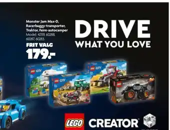Fætter BR Monster Jam Max-D, Racerbuggy-transporter, Traktor, Feire-autocamper tilbud