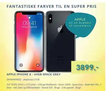 CBC Apple iphone x 64gb space grey tilbud