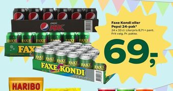 Coop 365 Faxe Kondi eller Pepsi 24-pak tilbud