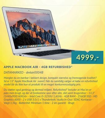 CBC Apple macbook air 4gb refurbished tilbud