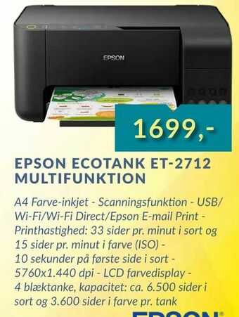 CBC Epson ecotank et-2712 multifunktion tilbud