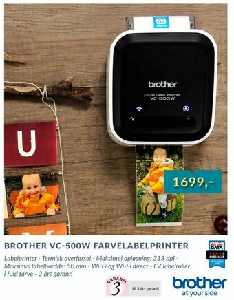 Tjdata Brother vc-500w farvelabelprinter tilbud