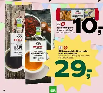 Coop 365 365 økologiske filtermalet eller hele bønner tilbud