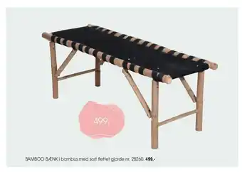 Daells Bolighus BAMBOO BÆNK i bambus med sort fl ettet gjorde tilbud