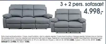 Daells Bolighus Sofasæt 3 + 2 pers tilbud