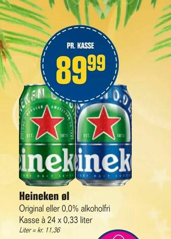 Otto Duborg Heineken øl. Original eller 0,0% alkoholfri tilbud