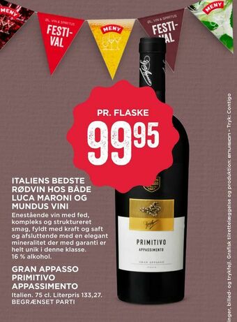 MENY Gran appasso primitivo appassimento tilbud