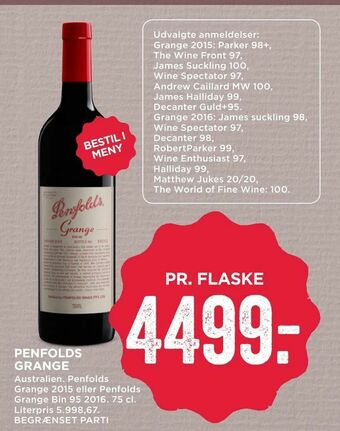 MENY Penfolds grange tilbud