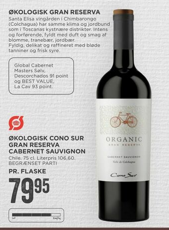 MENY Økologisk cono sur gran reserva cabernet sauvignon tilbud