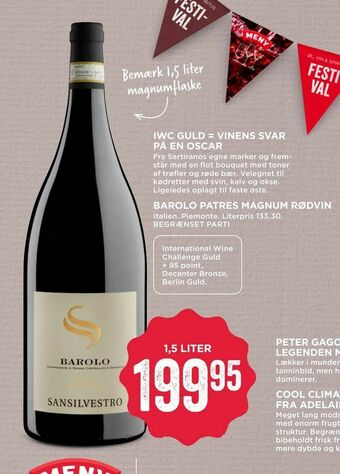 MENY Barolo patres magnum rødvin tilbud