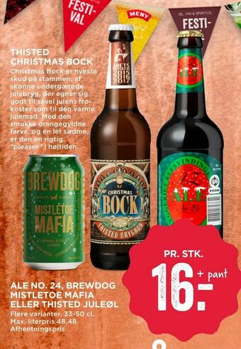 MENY Ale no. 24,00 brewdog mistletoe mafia eller thisted juleøl tilbud