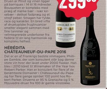 MENY HÉRÉDITA CHÂTEAUNEUF-DU-PAPE 2016 tilbud