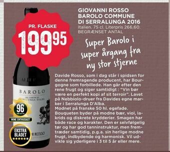MENY Giovanni rosso barolo commune di serralunga 2016 tilbud