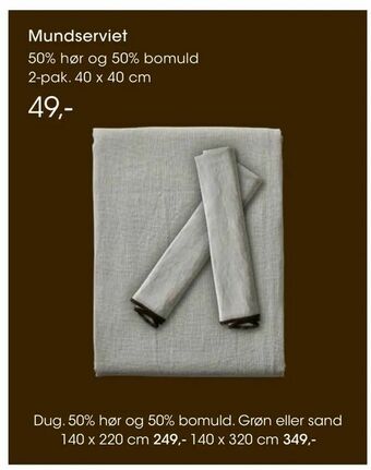 Dug 50% hør og 50% bomuld Grøn eller sand