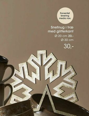Bilka Snefnug i træ med glitterkant tilbud