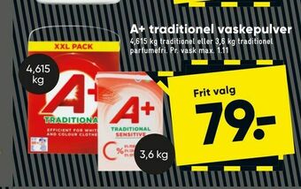 Bilka A+ traditionel vaskepulver tilbud