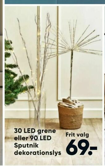 Bilka 30 LED grene eller 90 LED Sputnik dekorationslys tilbud