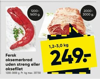 Bilka Fersk oksemørbrad uden streng eller oksefilet tilbud