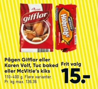 Bilka Pågen Gifflar eller Karen Volf, Tuc baked eller McVitie's kiks tilbud