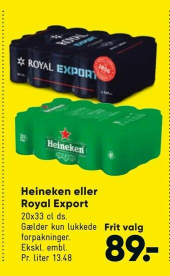 Bilka Heineken eller Royal Export tilbud